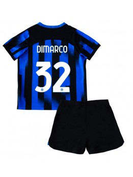 Inter Milan Federico Dimarco #32 Heimtrikotsatz für Kinder 2023-24 Kurzarm (+ Kurze Hosen)